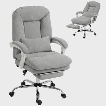 Ergonomische bureaustoel Velours Grijs met Lendesteun en Voe, Huis en Inrichting, Verzenden, Nieuw