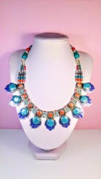 Vintage Berber ketting - lapis lazuli + turkoois + koraal