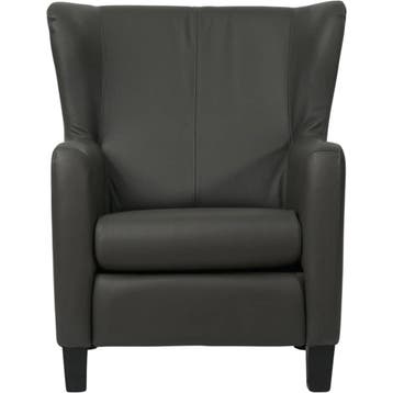 Leren fauteuil Hug - Toledo Antracite (donkergrijs) - Poten, Nieuw, Ophalen of Verzenden, 75 tot 100 cm, Eigentijds, Klassiek, Retro, Romantisch