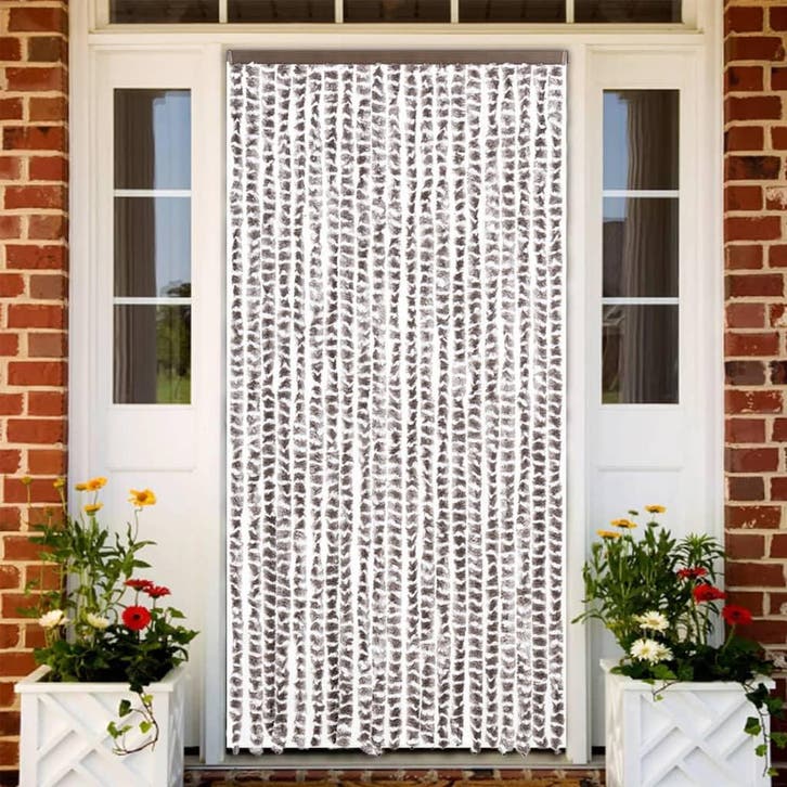 vidaXL Vliegengordijn 90x200 cm chenille taupe en wit, Huis en Inrichting, Stoffering | Gordijnen en Lamellen, Nieuw, Verzenden
