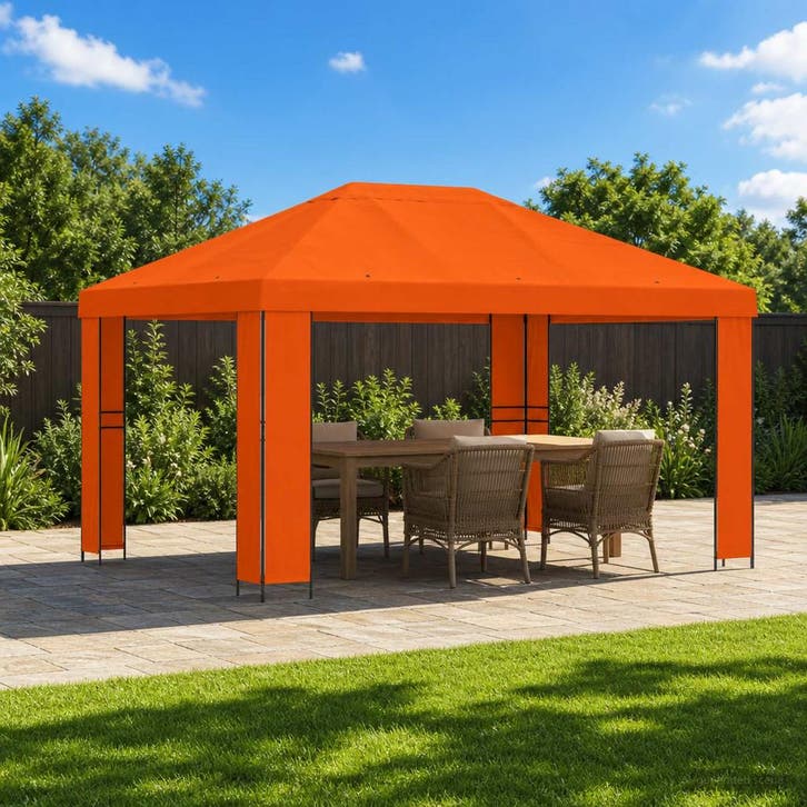 vidaXL Paviljoen 4 × 3 m Oranje Polyester en staal 190 gsm, Tuin en Terras, Partytenten, Nieuw, Verzenden