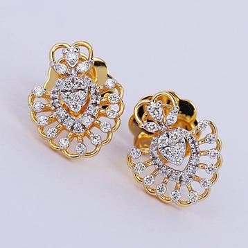 Oorstekers - 14 karaat Geel goud - 0.28ct. tw. Diamant, Sieraden, Tassen en Uiterlijk, Antieke sieraden