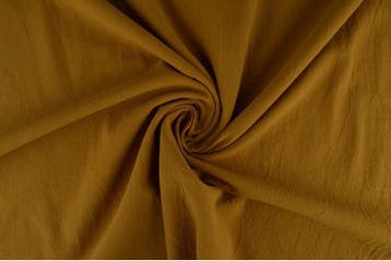 10 meter gewassen katoen - Donker okergeel, Hobby en Vrije tijd, Stoffen en Lappen, 120 cm of meer, Geel, Ophalen of Verzenden