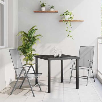 vidaXL Tuin eettafelset 3 st Antraciet Gepoedercoat staal, Verzenden, Nieuw, 3 zitplaatsen
