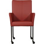 Leren eetkamerstoel Comfort met wieltjes en armleuning -, Huis en Inrichting, Stoelen, Nieuw, Leer, Ophalen of Verzenden, Modern