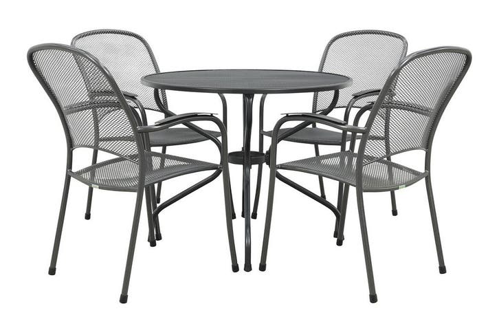 Royal Garden Carlo ronde stapelbare tuinset strekmetaal Ø90, Tuin en Terras, Tuinsets en Loungesets, Tuinset, Nieuw, Overige materialen