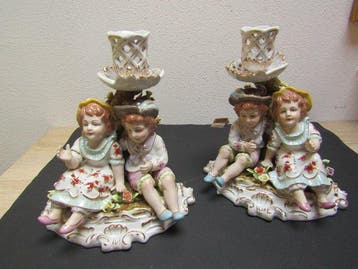 Kaarsenhouder (2) - Biscuit porselein - porseleinen
