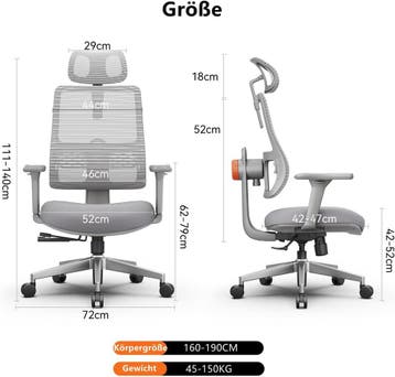 Ergonomische Bureaustoel -  Office Chair - Gamestoel - Volwa, Verzenden, Zo goed als nieuw