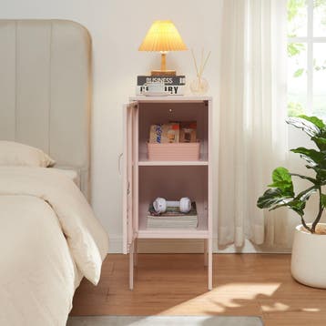 Nachtkastje Hausjärvi 82x35x35 cm staal roze [en.casa], Huis en Inrichting, Verzenden, Nieuw