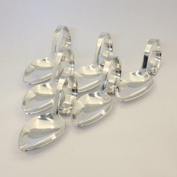 Set identieke ZWARE Puur/fijn zilver amuselepels - ZEER