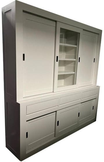 Buffetkast wit Vaassen greeploos 220cm dichte zijdeuren, Ophalen of Verzenden, Nieuw