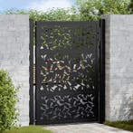 vidaXL Poort met bladontwerp 100x125 cm staal zwart, Verzenden, Nieuw