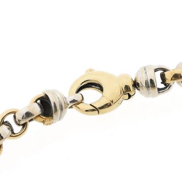 Bicolor gouden jasseron schakelarmband, Ophalen of Verzenden, Gebruikt, Goud, Goud