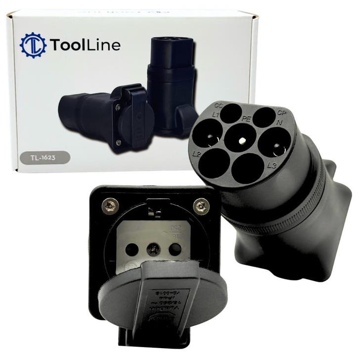 ToolLine | Type 2 naar Schuko adapter | Type 2 naar 230 V, Auto diversen, Laadpalen, Laadkabel, Nieuw, Verzenden