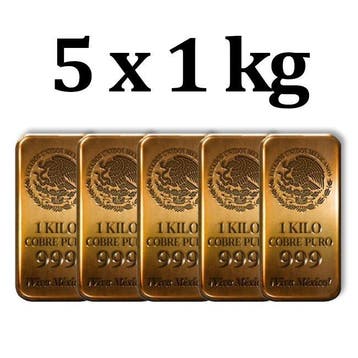 5 kilograms - Koper .999 - 5 x 1 Kilo 999 Fine Copper Viva