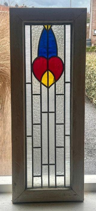 Art Deco Glas-in-loodraam - Floral Design - Netherlands -