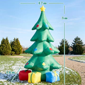 Opblaasbare Kerstboom 300 Cm Met RGB-Ster LED-licht, Geschen, Verzenden, Nieuw