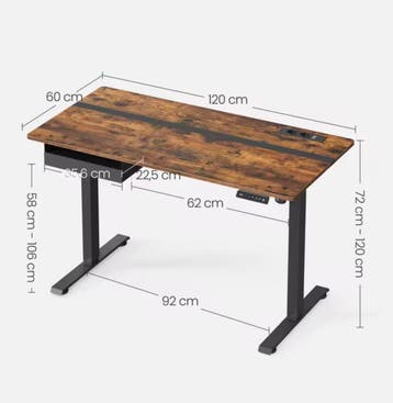Zit-Sta Bureau 120-60cm – Elektrisch met USB en Geheugen, Huis en Inrichting, Verzenden, Nieuw