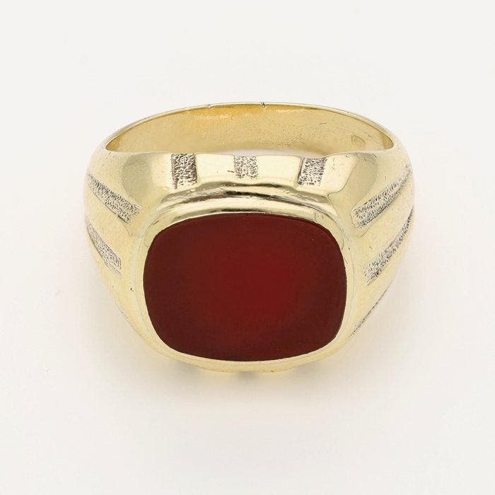 Ring - 14 karaat Geel goud - Carneool, Sieraden, Tassen en Uiterlijk, Ringen