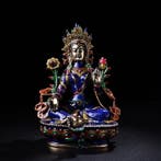 Beeld, Tibetan Green Tara Statue - 21 cm - Koper