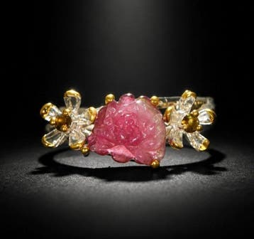 925 zilver, toermalijn, citrien - Ring
