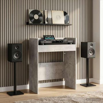 vidaXL DJ Tafel Betongrijs 62 x 45 x 102 cm Bewerkt hout, Muziek en Instrumenten, Verzenden, Nieuw
