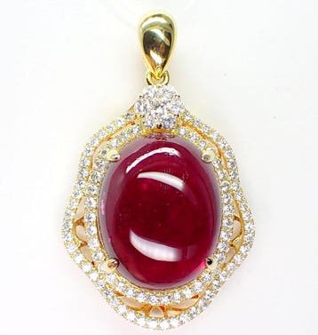 Hanger - 18 karaat Geel goud - 14.22ct. tw. Toermalijn -