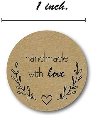 Sluitstickers handmade with love olijftakje kraft rond, Ophalen of Verzenden, Nieuw