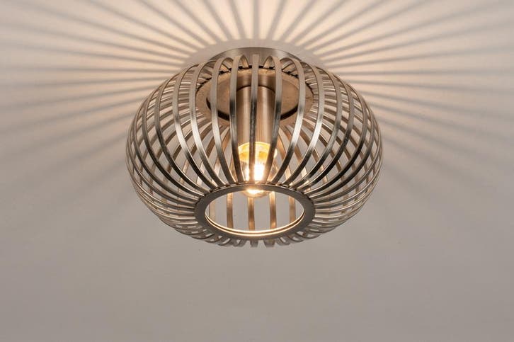 Rietveld Plafondlampen - Staalgrijs - Staal, Metaal, Huis en Inrichting, Lampen | Plafondlampen, Verzenden