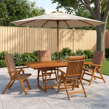 vidaXL 5-delige tuin eetset Naturel Massief Acaciahout, Verzenden, Nieuw