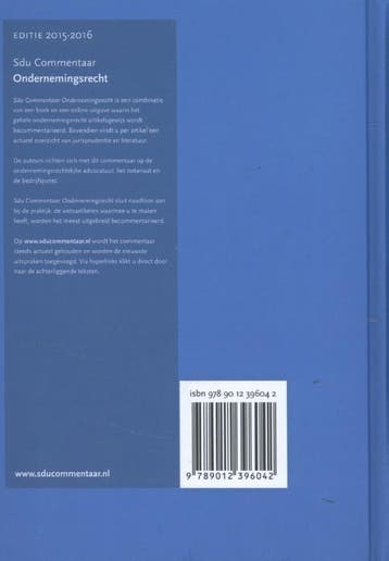 Ondernemingsrecht / 2015-2016 / SDU Commentaar 9789012396042, Boeken, Verzenden, Gelezen