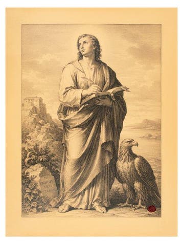 Sint-Johannes de Evangelist – Het Woord en de Adelaar – Druk, Antiek en Kunst