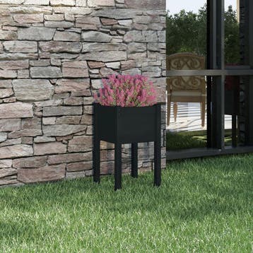 vidaXL Plantenbak 40x40x70 cm massief grenenhout zwart, Verzenden, Minder dan 60 cm, Nieuw, 60 cm of meer