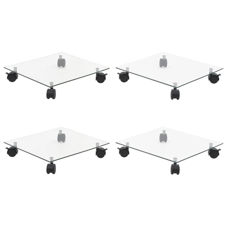 vidaXL Plantenrollers 4 st vierkant 35x35 cm gehard glas, Tuin en Terras, Overige Tuin en Terras, Nieuw, Verzenden