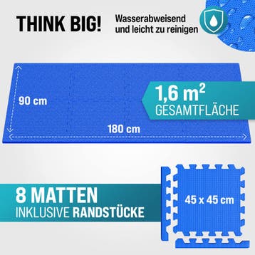 Puzzelmat Set van 8 Blauw EVA-Schuim 45x45x1cm (Speelgoed), Hobby en Vrije tijd, Verzenden, Nieuw