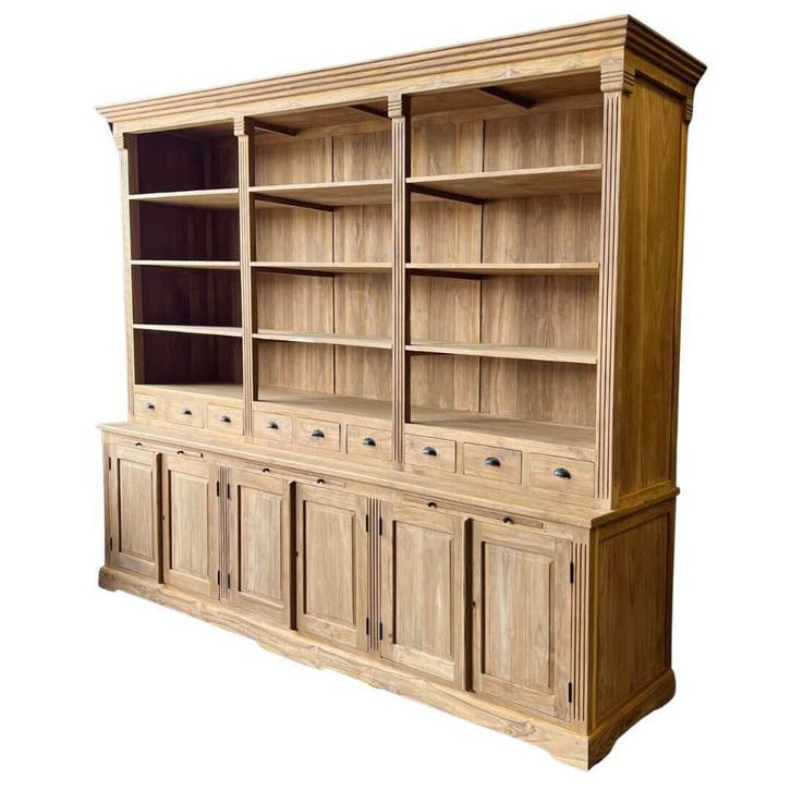 Boekenkast | massief hout | 300cm breed | 235cm hoog |, Huis en Inrichting, Kasten | Boekenkasten, 50 tot 75 cm, Met lade(s), Met deur(en)