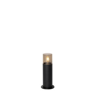 Staande buitenlamp zwart met smoke kap 30 cm IP44 - Odense, Tuin en Terras, Buitenverlichting, Verzenden, Nieuw, Aluminium