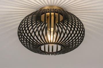 Rietveld Plafondlampen - Zwart, Goud - Metaal, Verzenden, Nieuw