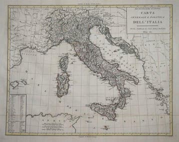 Italië - Italië; Carlo Antonio Barbiellini - Carta Generale, Boeken, Atlassen en Landkaarten, Nieuw