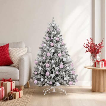 vidaXL Kerstballen set 88 st Roze en wit Ø 6 cm Kunststof, Diversen, Verzenden, Nieuw