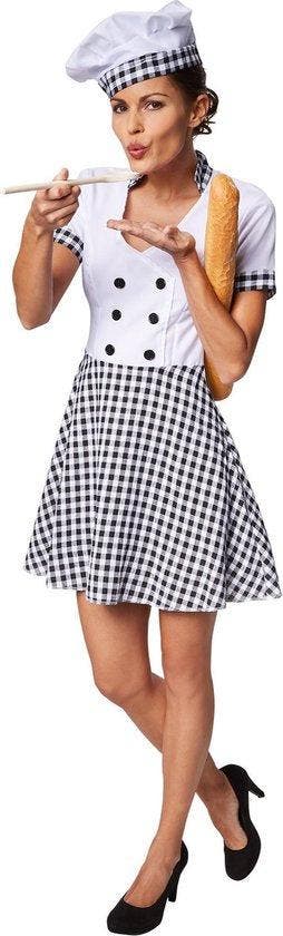 2dekans | Dressforfun Vrouwenkostuum chef-kokkin S -, Dressforfun, Ophalen of Verzenden, Zo goed als nieuw, Maat 38/40 (M)