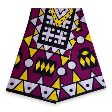 Afrikaanse print stof - Paars Gele Samakaka / Samacaca (Ango, Hobby en Vrije tijd, Stoffen en Lappen, Ophalen of Verzenden, Nieuw