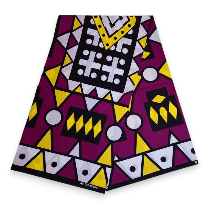 Afrikaanse print stof - Paars Gele Samakaka / Samacaca (Ango, Hobby en Vrije tijd, Stoffen en Lappen, Nieuw, Ophalen of Verzenden