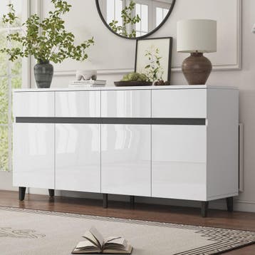 Moderne Hoogglans Sideboardkast met 4 Lades, 2 Deuren en Ver, Verzenden, Nieuw