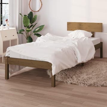 vidaXL Bedframe massief grenenhout honingbruin 90x190 cm, 90 cm, Eenpersoons, Bruin, Verzenden