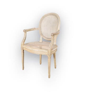 Louis XVI stijl fauteuil / armstoel – gepatineerd hout met