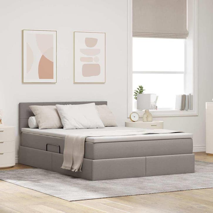 vidaXL Opbergbed met matras met matras Taupe 120 x 200 cm, Huis en Inrichting, Slaapkamer | Bedden, Nieuw, Verzenden