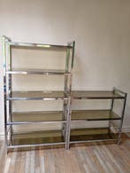 Kast (2) - Chroom - 1970s chrome & glass she