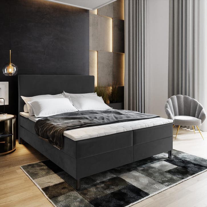 Opberg Boxspring Basic 160x200 Antraciet - Direct Leverbaar!, Huis en Inrichting, Slaapkamer | Boxsprings, 160 cm, 200 cm, Grijs