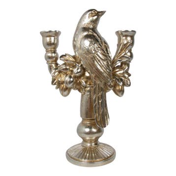 Kaarsenhouder vogel hars zilver 18,5x10x28,7cm, Verzenden, Nieuw